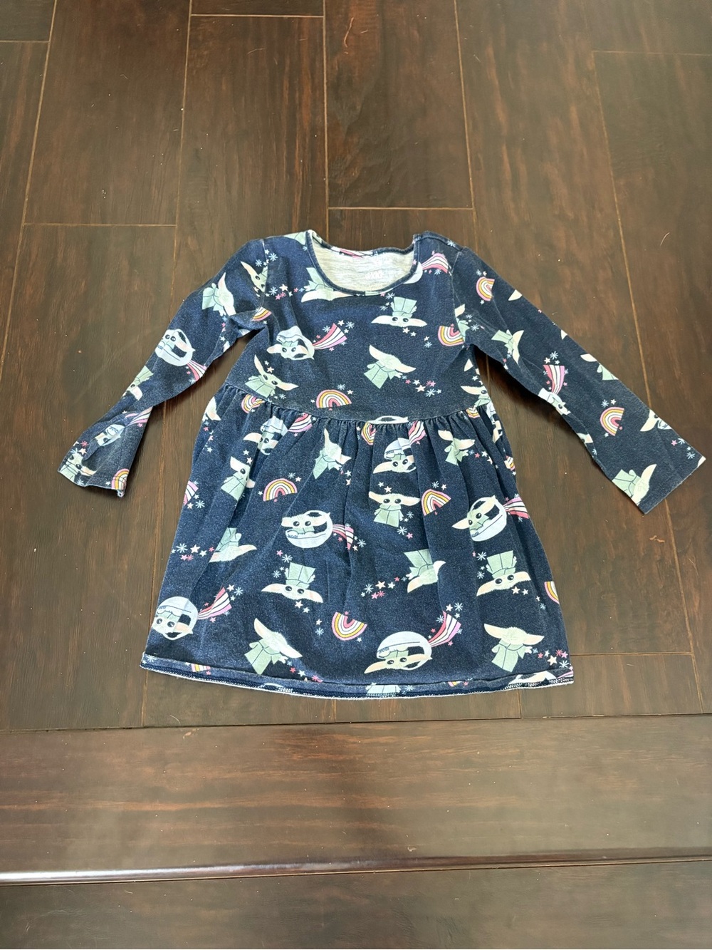 Star Wars Grogu Baby Yoda Girls Dress 3T Rainbow Long Sleeve